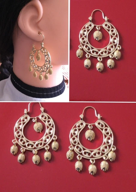 Boucles D'oreilles Créoles Savoyardes Style Gitan – Doré Plaque Or – Marque Rosantine