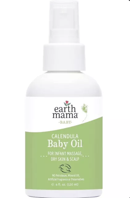 Earth Mama Calendula Baby Oil Infant Massage Dry Skin Scalp 4oz Moisturizing