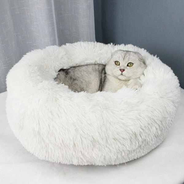 Round Soft Cat Bed Plush Basket for Pet Dog Cushion Large Warm Pad Puppy Mat