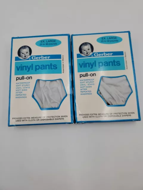 2 Boxed Vintage Gerber Baby Vinyl Pants Pull-On Size Extra Large 25 To 30 Lbs