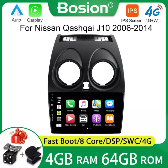 pour Nissan Qashqai J10 2006-2016 2+64G Podofo Android 11