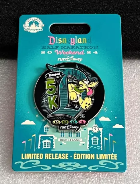 Disneyland Run Disney Half Marathon Weekend 2024 Pluto 5K "D" Logo LR Pin