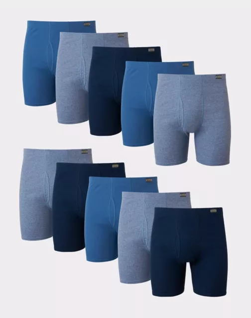 Hanes Men's FreshIQ Assorted Blues Boxer Briefs w/ ComfortSoft Waistband 10-Pack