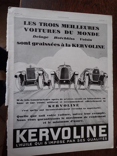 KERVOLINE + DENTOL par POULBOT + ST GALMIER BADOIT pub papier ILLUSTRATION 1928