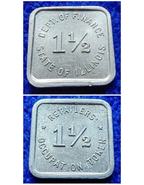 1935 State Illinois Dept. of Finance 1 1/2 Retailers Occupation Token 90 years