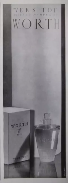 Publicité De Presse 1933 Worth Vers Toi Nouveau Parfum - Advertising