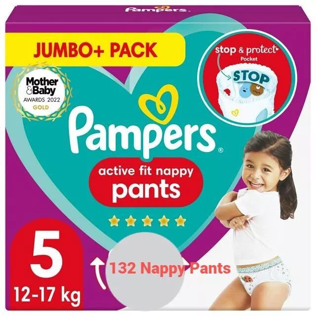 132 Windeln, Pampers Active Fit Windelhose Gr. 5, 12-17 kg - ehrlicher Lebensmittelhändler