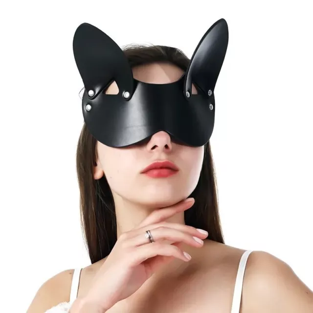 Masque demi-masque à oreilles de chat Maîtresse bdsm