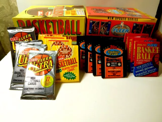 $4.00 Old Unopened NBA BASKETBALL CARD LOT IN PACKS - GU / Auto Card with 5 lots