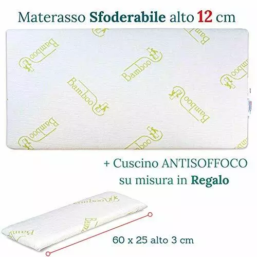 Colchón para Cuna o Cuna para niños 12 cm de Altura + Almohada antiahogo Gratis 2