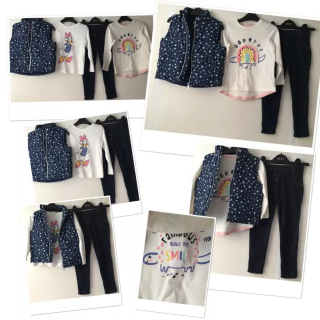 Gilet ragazze Next jeggings & prk star exc u & nuovo H&M Disney & nuovo top noce moscata 3-4