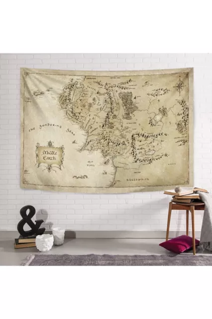 Lord Of The Rings Movie Map, Middle Earth Tapestry Map Canvas, Wall Hangings Map