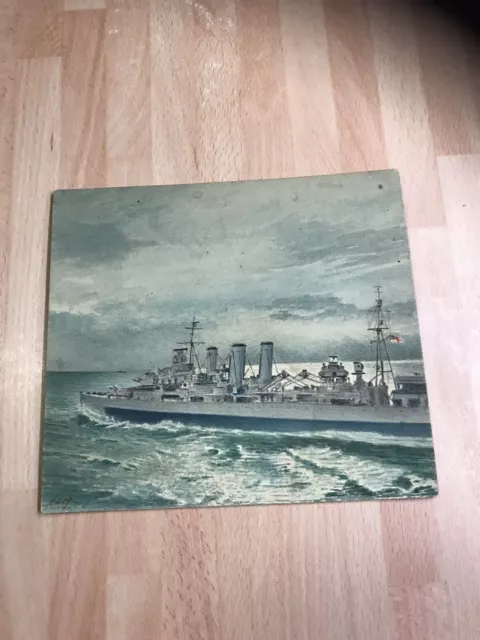 Watercolour of a British Destroyer. Signed C F M.