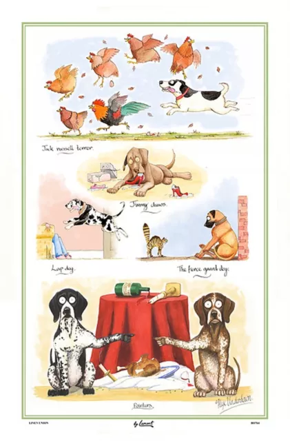 Dog Linen Cotton Blend Tea Towel - Humourous Pointers.....