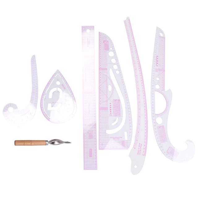 7 piezas / Juego Kit de Medición de Reglas Costura Claro Dibujo Regala Medición Manguito K3D7