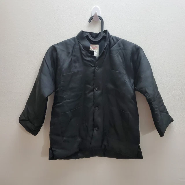Vintage Plum Blossoms Black Embossed Floral Silk Jacket Kids 20