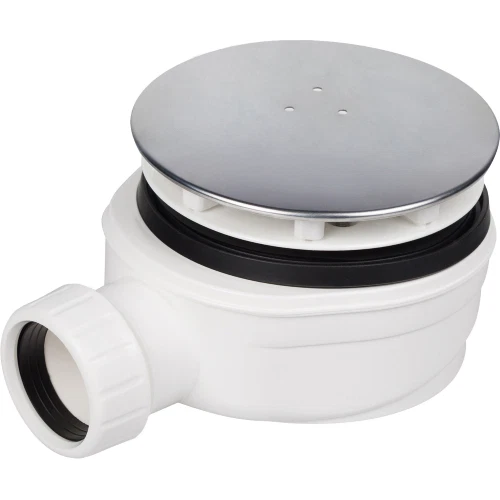 Piletta di scarico per piatto doccia ribassata mm.90 tappo in acciaio inox 120 m