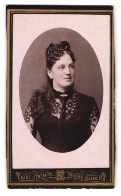 Fotografie Karl Strempel, Döbling, Alleeg. 18, Portrait Daem im Tüllkleid mit P