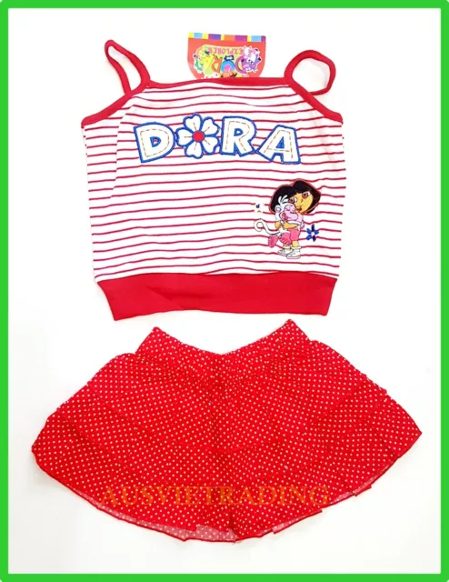 BNWT Dora embroidered top ruffle skirt 2pc girls oufit set New party beach