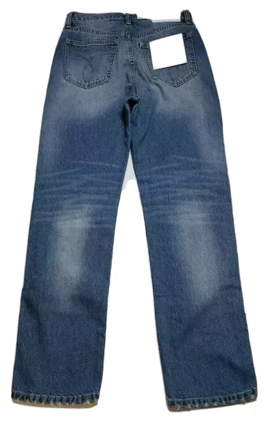 Calvin Klein Jeans Womens CKJ030 Blue Distressed High Straight Leg Jeans 28x30 2