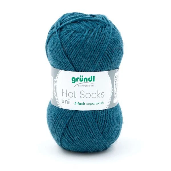 Gründl Wolle Hot Socks uni 50 g petrol Handarbeit