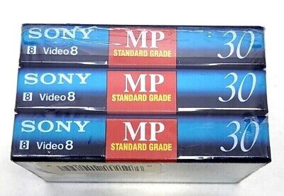 Cinta de casete Sony 8mm estándar 30 min P6-30MP video8 nueva sellada 3 piezas (K11C)