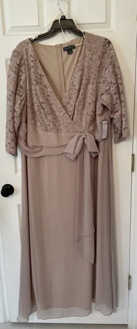 Jessica Howard Formal Dress Gown Mother Of The Bride Women 22W Taupe Lined