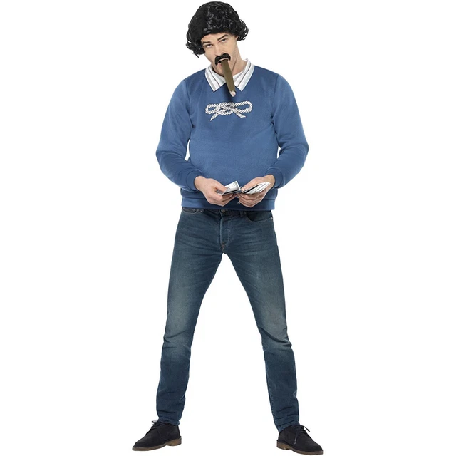 Pablo Escobar Costume Colombian Gangster Narcos Drug Lord Cartel King Shirt Wig