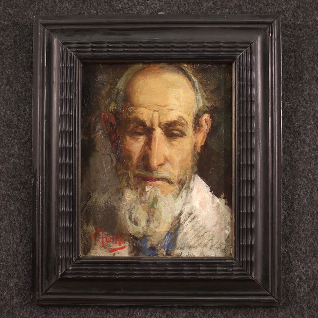 Autorretrato firmado Vincenzo Irolli pintura al oleo retrato cuadro 900