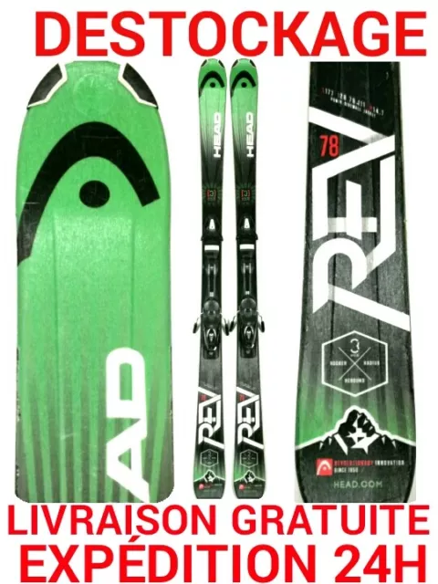 ski adulte occasion HEAD "REV 78 " taille: 163 cm = 1 mètre 63 + fixations