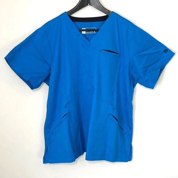 Bio Bring it On Medical Scrub Top. Size XL Blue