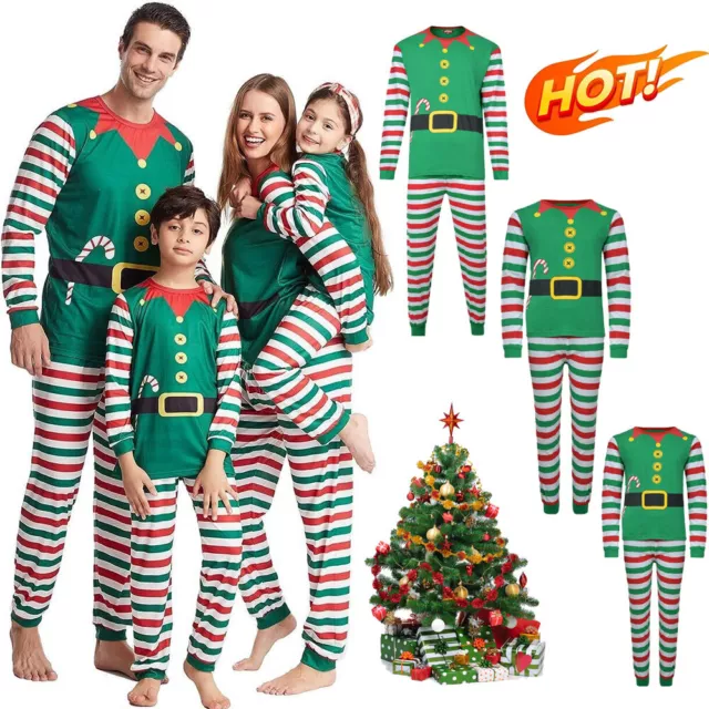 Christmas Pyjamas Pajamas Halloween Family Elf Matching Nightwear Kids PJs Set
