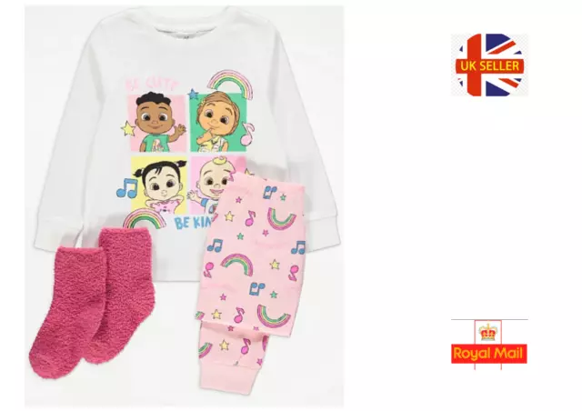 Cocomelon Girls Pyjamas Toddler Baby Cocomelon Pjs and socks Ages 2 to 3 Years