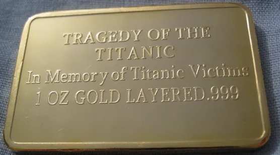 TITANIC Bar Gold Layered Ingot Ship Boat Sea Man Ocean Atlantic New York City U 2