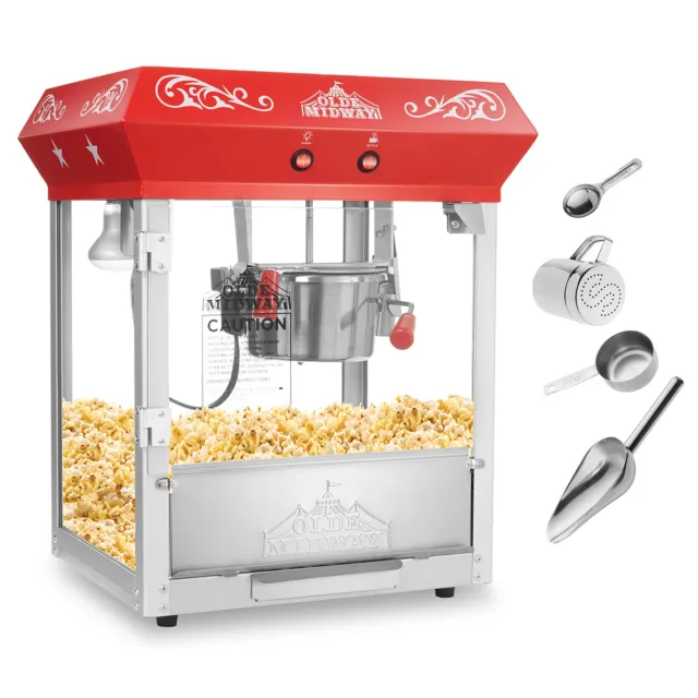 OPEN BOX - Bar Style Popcorn Machine Maker Popper with 6-Ounce Kettle - Red