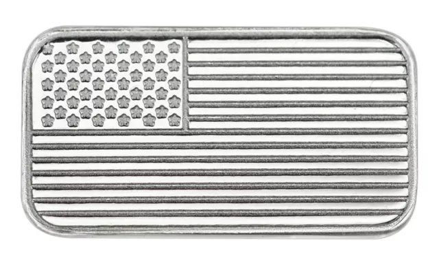 Lot of 50x 1g .999 Fine Silver Bars, 25x American Flag & 25x Buffalo Bars