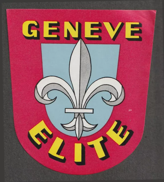 Hotel Elite GENEVE Switzerland - vintage luggage label