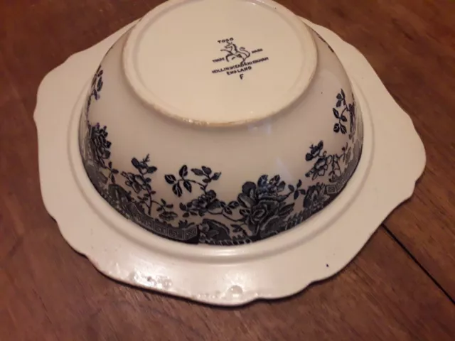 ancien saladier soupiere bleu 19e hollinshead and kirkham england modele togo