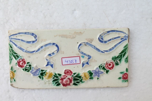 Japan antique art nouveau vintage majolica border tile c1900 Decorative NH4381 7