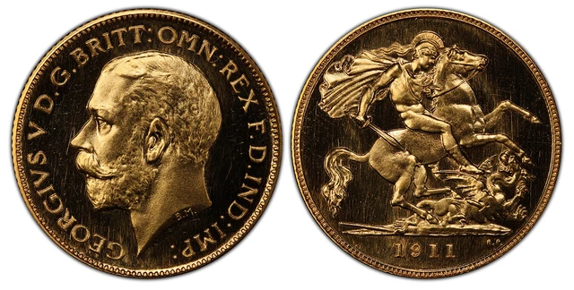 GREAT BRITAIN George V 1911 AV Half-Sovereign. PCGS PR66 Cameo S-4006 Ex Salton