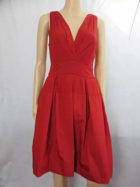 DKNY Lacquer Red Sleeveless Cocktail Dress V-Neck Knee Length Fit & Flare SZ 6