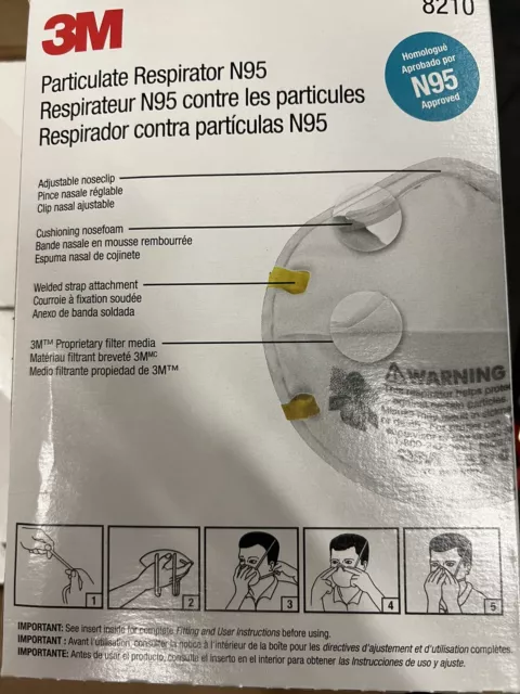 3M N95 Particulate Respirator Face Mask (8210) 20 Per Box