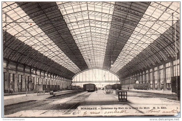 33 BORDEAUX - interieur du hall de la gare du midi