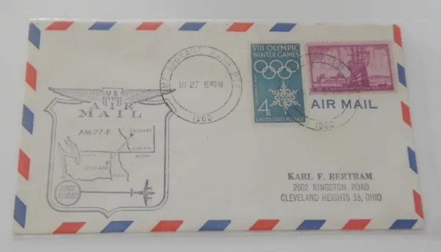 Spokane WA AMF to Calgary Alberta Canada first flight airmail May 27 1960