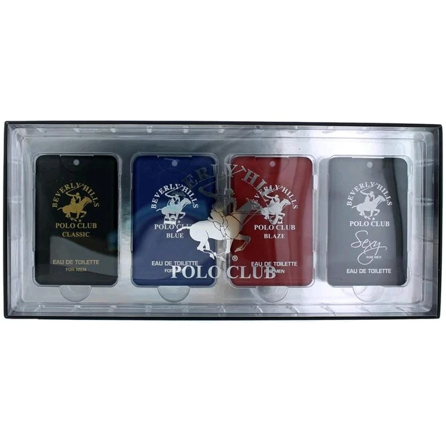 Beverly Hills Polo Club Pocket Size Collection, 4 Piece Cologne Gift Set for Men