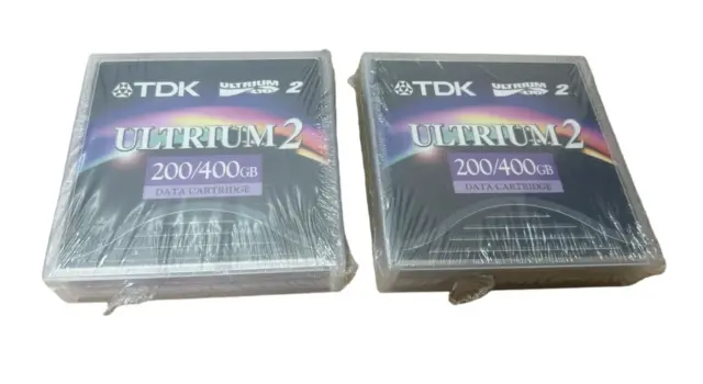 2 X New TDK D2405-LTO2 LTO-2 Ultrium 2 200 / 400 GB Data Cartridge Tape