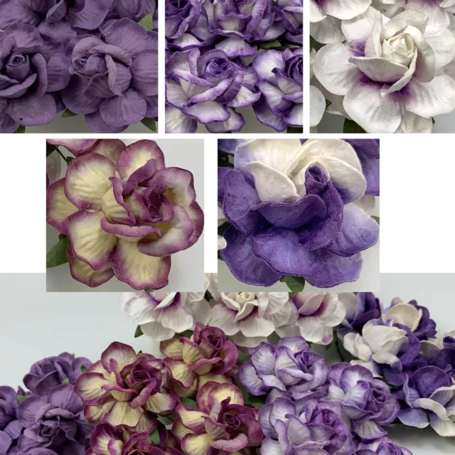 2" or 5cm Purple Tone Tea Rose Paper Flower Scrapbook Wedding DIY Craft R40