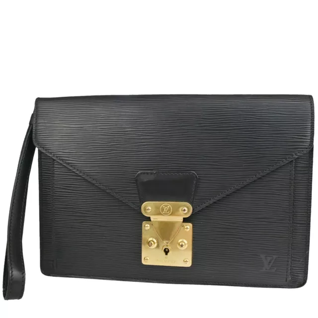 LOUIS VUITTON Sellier Dragonne Clutch Hand Bag Epi Leather Black M52612 61YB455