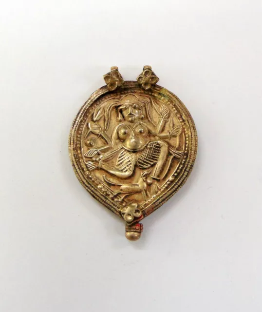 Vintage antike Stammes-Altsilber-Amulett-Anhänger-Halskette, hinduistischer...