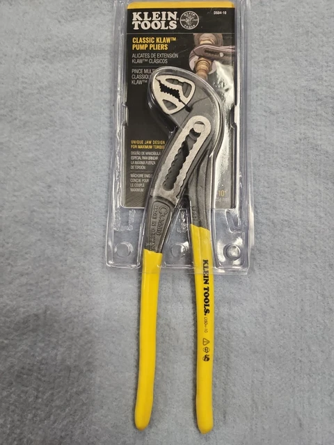 Klein Tools D504-10 Classic Klaw™ Pump Pliers, 10-Inch Yellow Handle Brand New